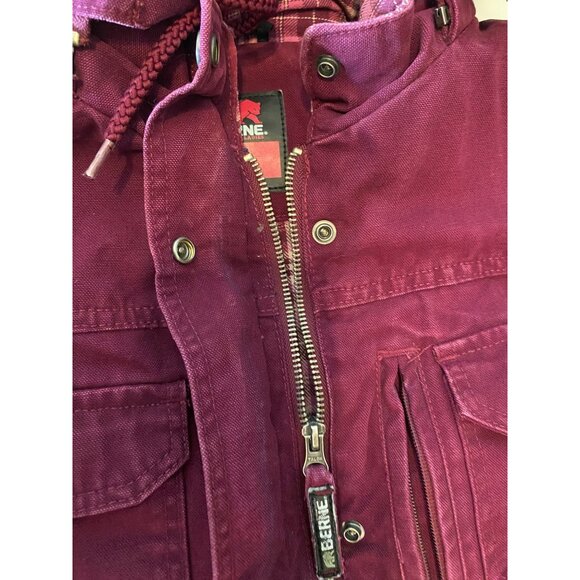 Berne Ladies Maroon Jacket Plaid Lining Snap Closures XL - Picture 7 of 16